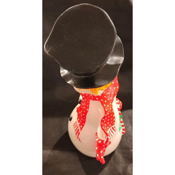 Vintage Ceramic Snowman Figurine With Polka Dot Scarf  Top Hat Decoration - Picture 6 of 12